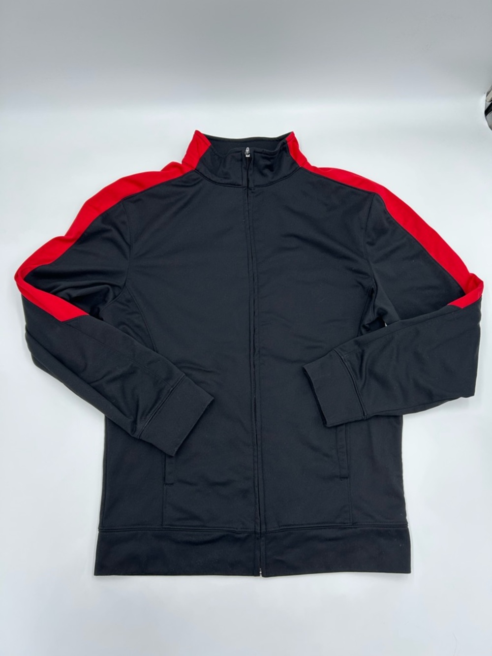 Augusta Sportswear Black Track Jacket with Red Shoulder Stripes S